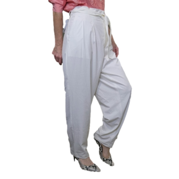 SIZE L (12-14 US) Cropped dress pant High waist White Pockets CALVIN KLEIN - Picture 1 of 15